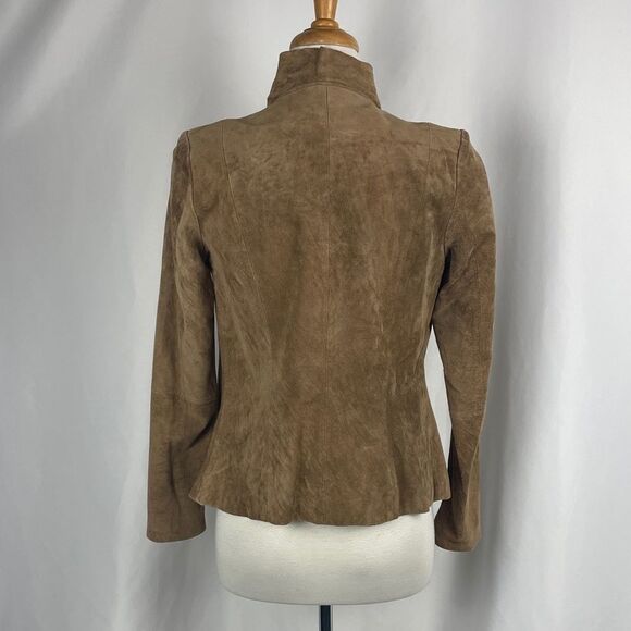 Neiman Marcus tan suede drape front jacket - Picture 4 of 6